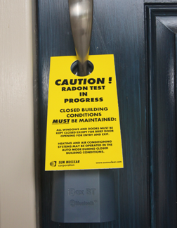 Radon Testing Caution Sign