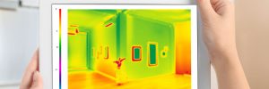 Woman using home infrared thermal imaging